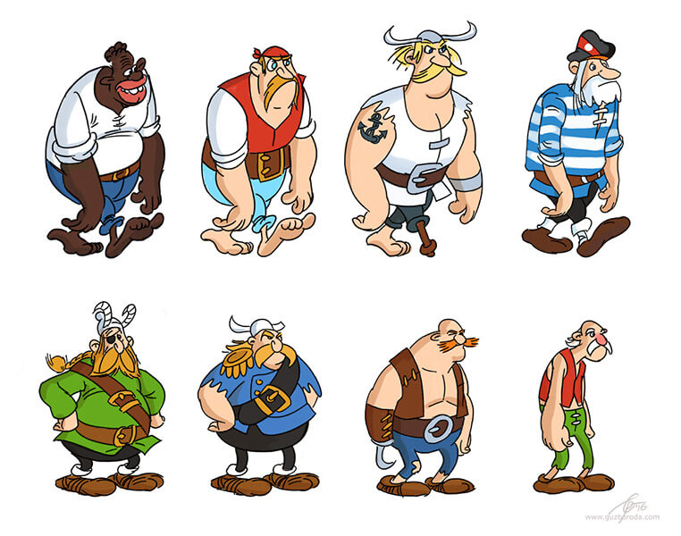 Pirates characters Asterix and friends