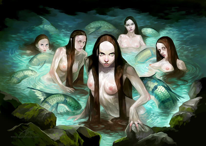Cave mermaids for Berserk CCG. © 2011 Fantasy World, Inc