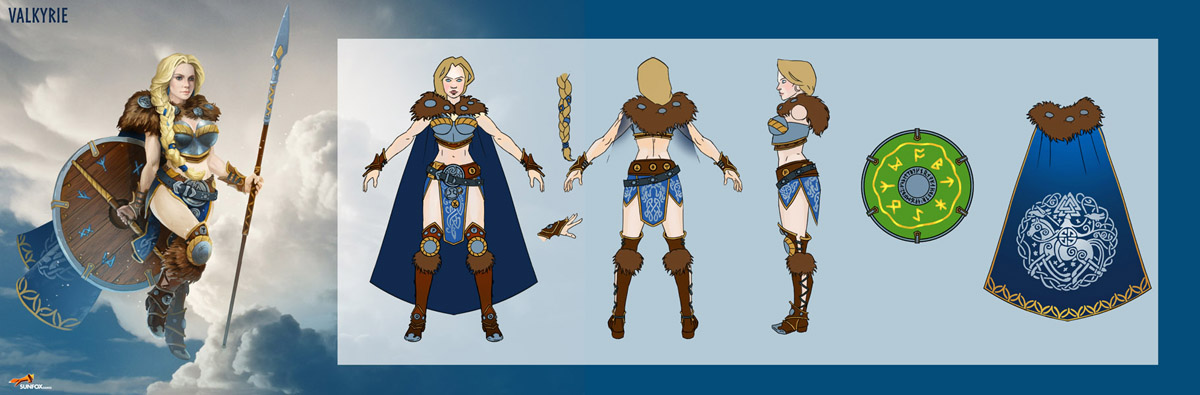 Character design for Call of the Valkyries video slot game